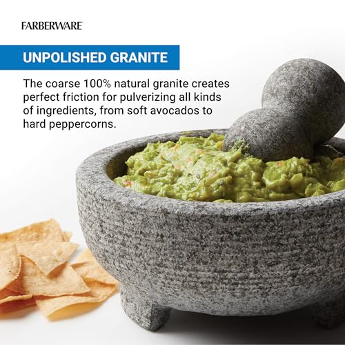 Farberware Professional Granite Molcajete Mortar and Pestle Stone Grinder, 4-Cup