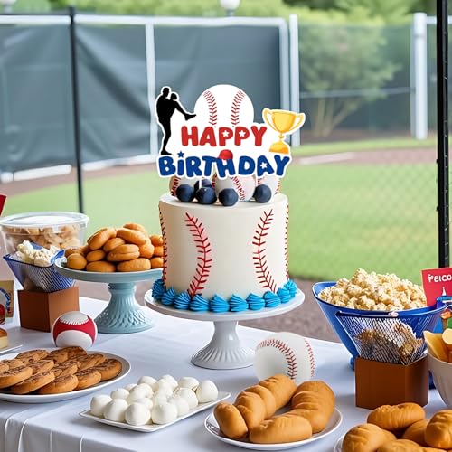 Baseball Birthday Cake Topper - 4x6.2 Inch Decoration for Boys