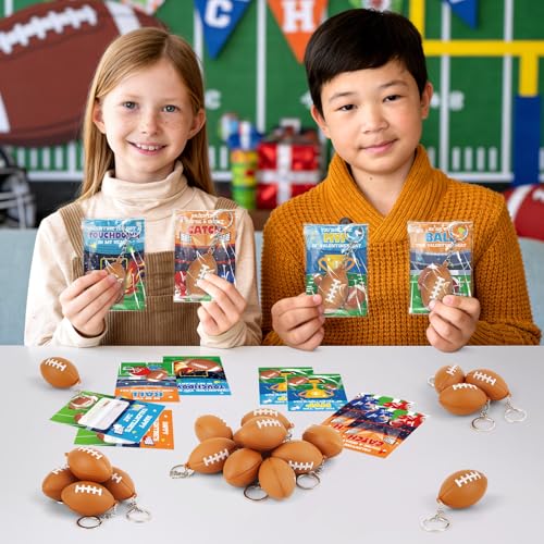 24-Pack Football Valentine's Day Gift Cards with Keychains