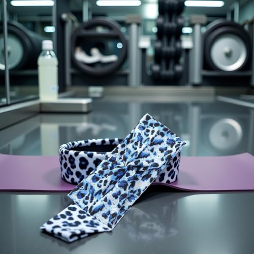 Tustao Leopard Print Cross Elastic Headband for Women Gym Workout