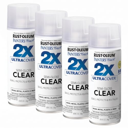 Rust-Oleum Painter's Touch 2X Ultra Cover Spray Paint, Semi-Gloss Clear, 12 oz Pack of 4