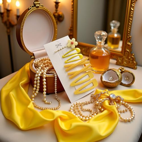 7-Piece Yellow Flower Hair Clips & Barrettes Gold Hair Accessories