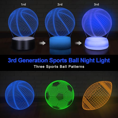 Sports Ball Night Light - 3D Acrylic Lamp with Remote & 16 Colors
