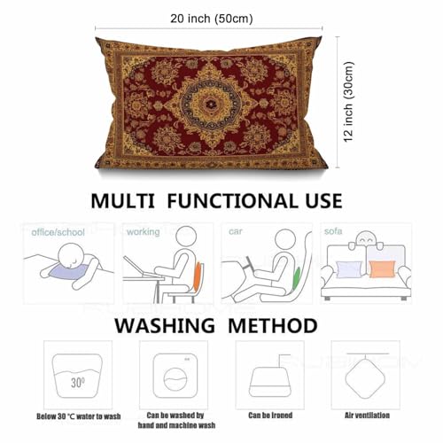 Smooffly Swn20 Vintage Boho Cotton Linen Throw Pillow Cover 12x20 Inches