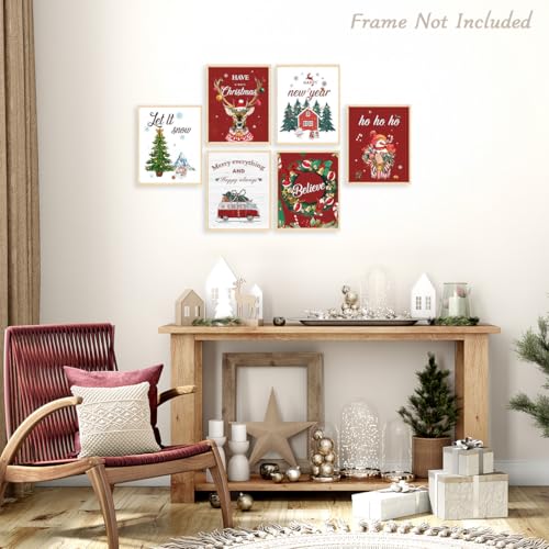 Dazzlewall 6-Piece Red Christmas Canvas Wall Art Set - 8x10 Unframed