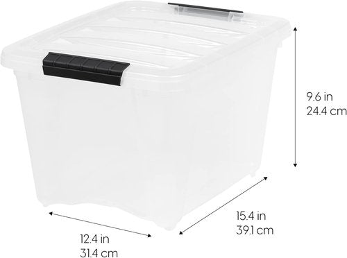 IRIS USA Stackable Plastic Storage Bins - 19 Qt, BPA-Free, Durable Lids, 6 Pack - Pearl Color