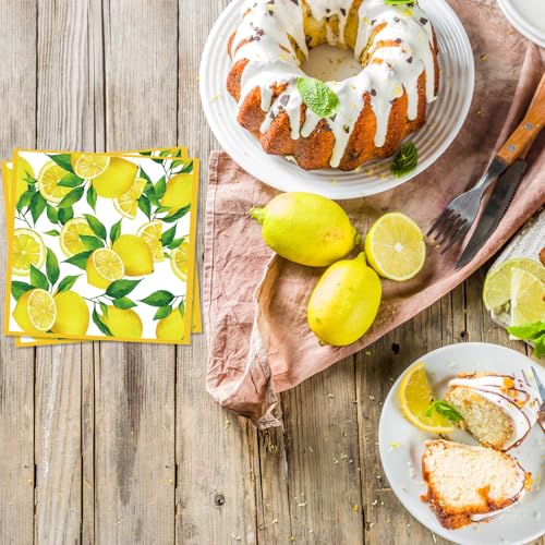 Lemon Napkins, 40pcs 2-Ply Decorative Citrus Paper Napkins for Party Decor