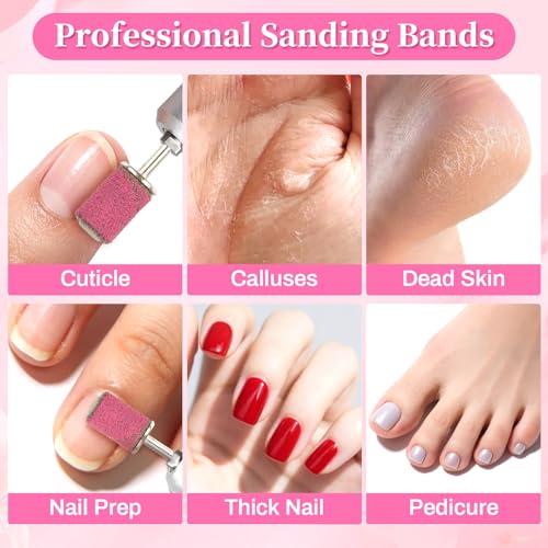 RAQEHO 150 Pcs Nail Drill Sanding Bands with Bit 120/180/240 Grit