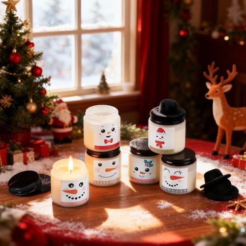 Christmas Snowman Candles Set - 24 Pcs Holiday Gift with Mini Hats