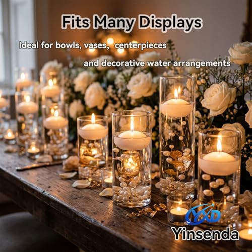 White 2-Inch Floating Candles - 12 Pack Unscented for Weddings & Decor
