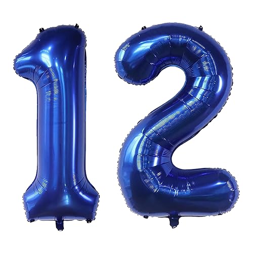 40 Inch Navy Blue Number 12 Foil Balloons for Birthday & Events