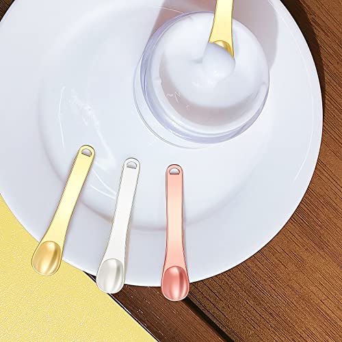 WLLHYF Mini Metal Makeup Spatula - 3 Pack Reusable Cosmetic Scoop for Face Mask and Cream