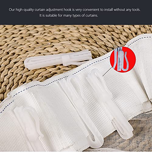 Kuasting 70mm Adjustable Curtain Hooks - 30 Pack Heavy Duty Plastic Pleat