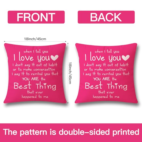 When I Tell You I Love You Throw Pillow Cover, 18x18 Inch Hot Pink Flannel
