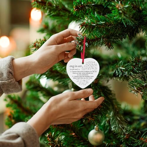 Funny Engineer Christmas Ornament - Ceramic Heart Gift for Engineers