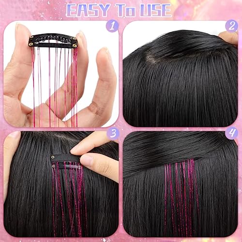 Clip-In Hair Tinsel Extensions 20 Inch Heat Resistant Glitter Hair Kit