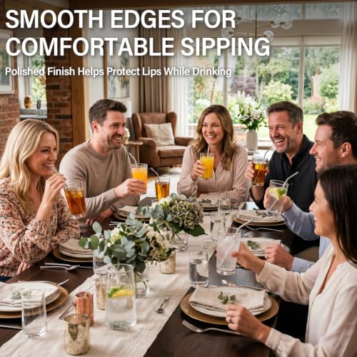 10-Pack Stainless Steel Straws Set - 5 Straight & 5 Bent, Reusable