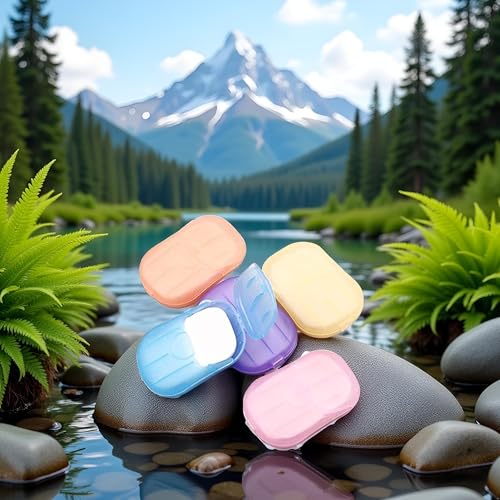 5 Boxes Colorful Soaps Paper for Travel,Disposable Travel Soap Sheets,Mini Fragrance Paper Soap for Hand and Foot Care,Portable Soaps Sheets for Camping,Hiking,Outdoor Recreation,and Personal Care