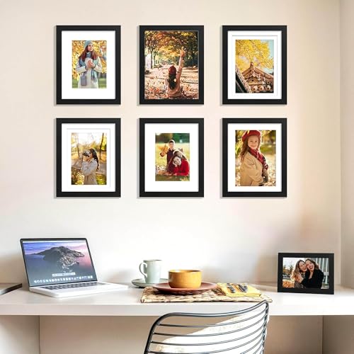 YCCXBW 8x10 Picture Frame with Mat for 4x6 & 5x7 Photos - Black