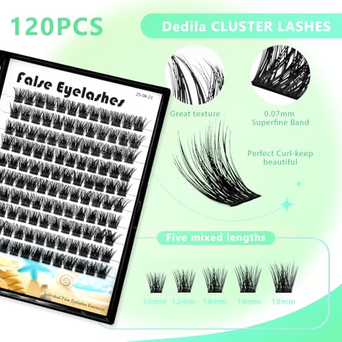 Dedila D Curl Cluster Eyelashes 20mm 120 Pcs Individual False Lashes