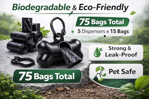 Dog Poop Bag Holder with Safety Lock - Compact Dispenser for Leash