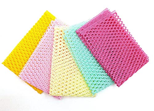 Kuwish Non-Scratch Dish Washing Net Cloths, 11x11 Inch Mesh Scrubbers (5 Pcs)