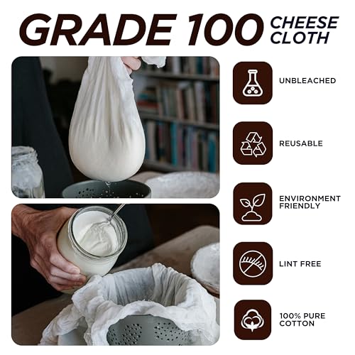 Ultra Fine Organic Cotton Cheesecloth - 45x40 Inches, 1.4 Sq Yards