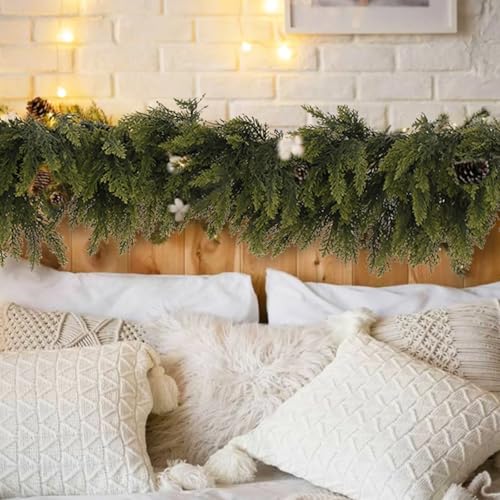 6ft Christmas Cedar Garland - Artificial Realistic Green Holiday Decor