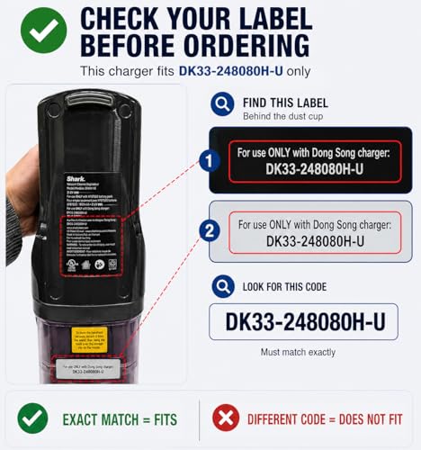 24.8V Replacement Charger for Shark Cordless Vacuums