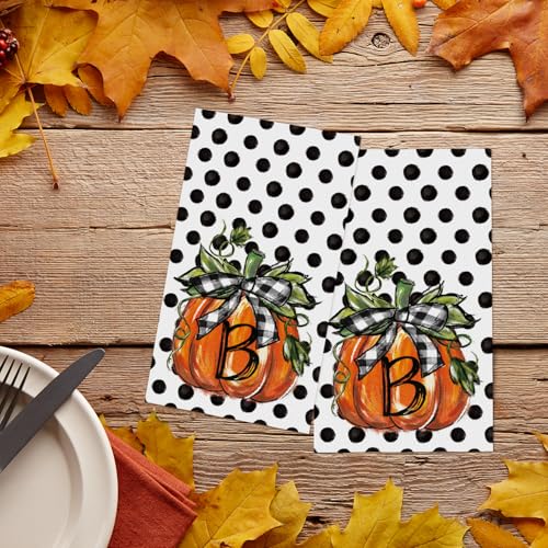 Fall Paper Napkins with Pumpkin Black Dots - 100 Pack, 2 Ply, Disposable, Party & Home Decor