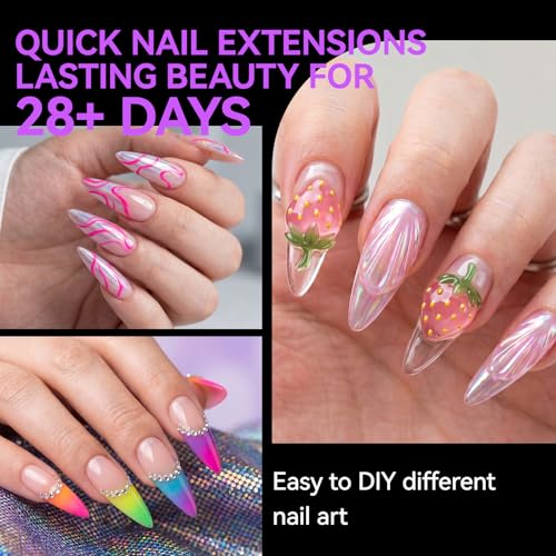 gelike ec XXL Almond Gel Nail Tips with French Guiding Lines, 84 Pcs