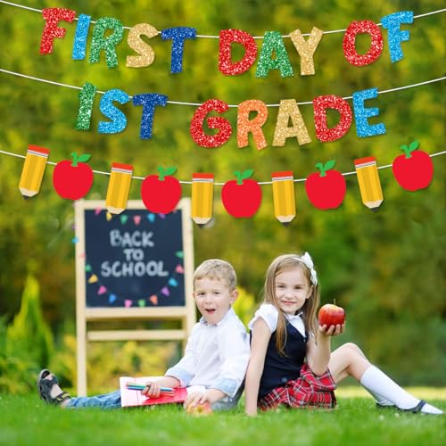 Pre-Strung 1st Grade Welcome Banner - Glittery Back to School Decorations