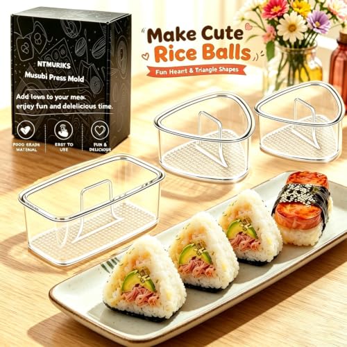 3PCS Non-Stick Onigiri Mold Set - BPA-Free Rice Press for Sushi & Musubi