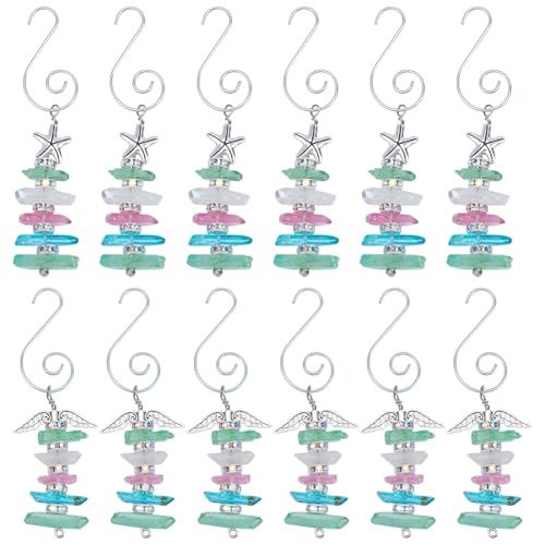 OLYCRAFT 12Pcs Christmas Crystal Beaded Tree Ornaments with Hooks
