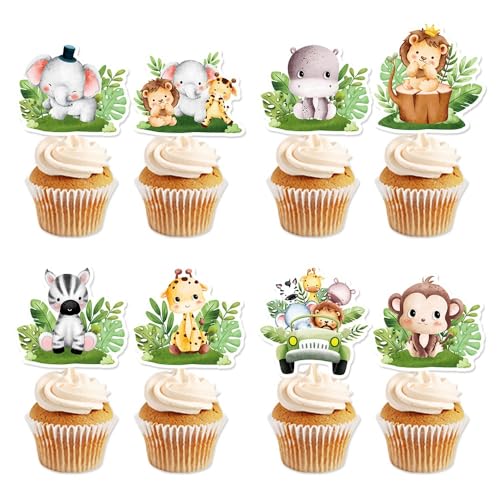 Safari Cupcake Toppers - 24 PCS Baby Shower Decorations