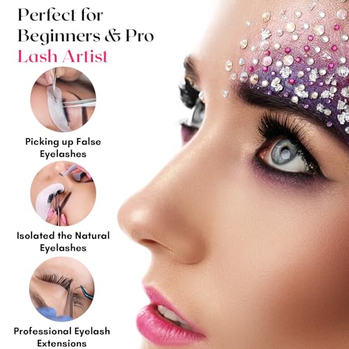 Fiber Tip Lash Tweezers for Eyelash Extensions - Stainless Steel
