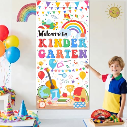 Welcome to Kindergarten Door Banner - White First Day of School Decoration