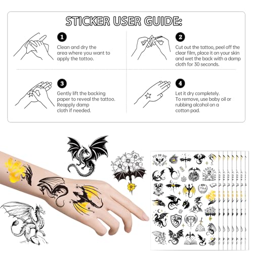 Black Wings Dragon Temporary Tattoos - 270+ Party Favors & Stickers