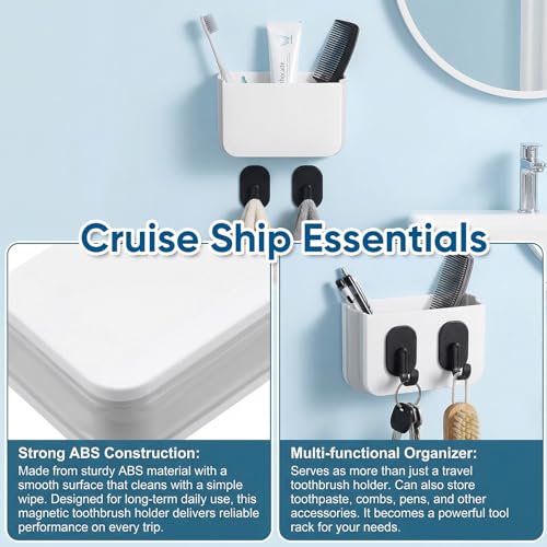 Magnetic Foldable Toothbrush Holder for Cruise Travel with Hooks