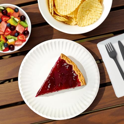 Amazon Basics 9" Uncoated White Paper Plates - Compostable, Microwave Safe, 1200 Count