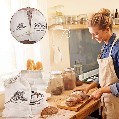 Reusable Linen Bread Bags - Set of 4, 17.5x11.5 Inches for Artisan Bread Storage