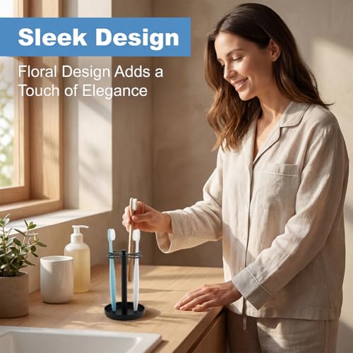 BOYXIENQ Stainless Steel Toothbrush Holder with Diatomite Absorbent Base