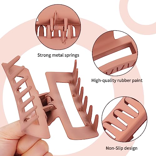 Sisiaipu 4-Inch Large Square Hair Claw Clips, 6-Pack Nonslip Acrylic Banana Jaw Clips for Thick Hair