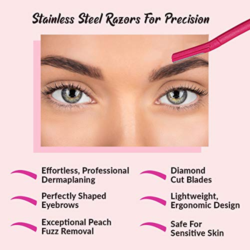 Vertex Women's Eyebrow Razors 6-Pack Dermaplaning Facial Hair Removers