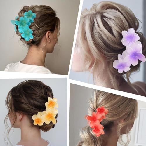 JYOUX Hawaiian Floral Hair Claw Clips 4-Piece Anti-Slip Beach Hair Accessories
