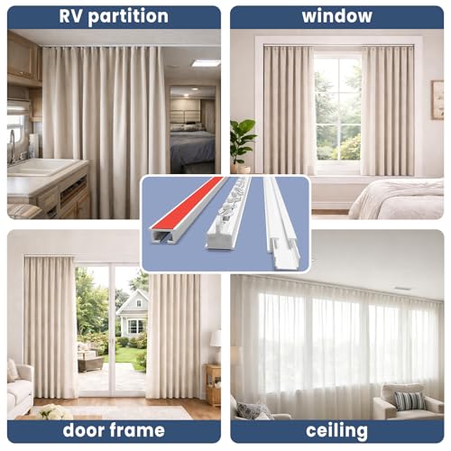 Self-Adhesive Ceiling Curtain Track 4.72FT - Easy Install, White