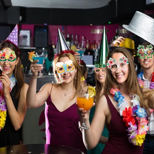 12 Tropical Summer Party Glasses - Fun Hawaii Photo Props