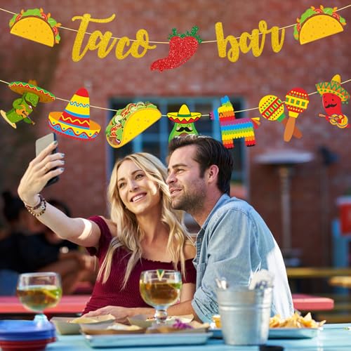 Taco Bar Banner Set - 2Pcs Mexican Fiesta Party Decorations Garland