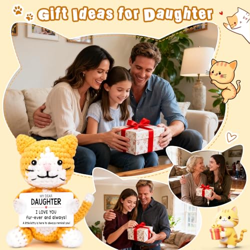 Handmade Crochet Cat Plush for Daughter - Cute Gift Idea