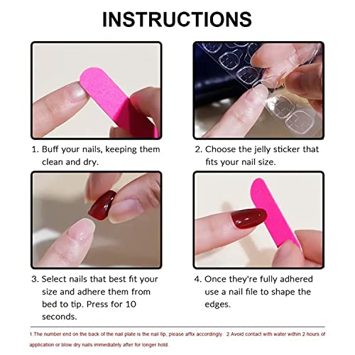 LYLYNB Valentine Heart Press on Nails French Tip Short Square Acrylic False Nails